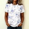 Women's Casual Raglan Sleeve Crew Neck Floral Print Short Sleeve Top Lightweight Comfortable Fit Soft Fabric
