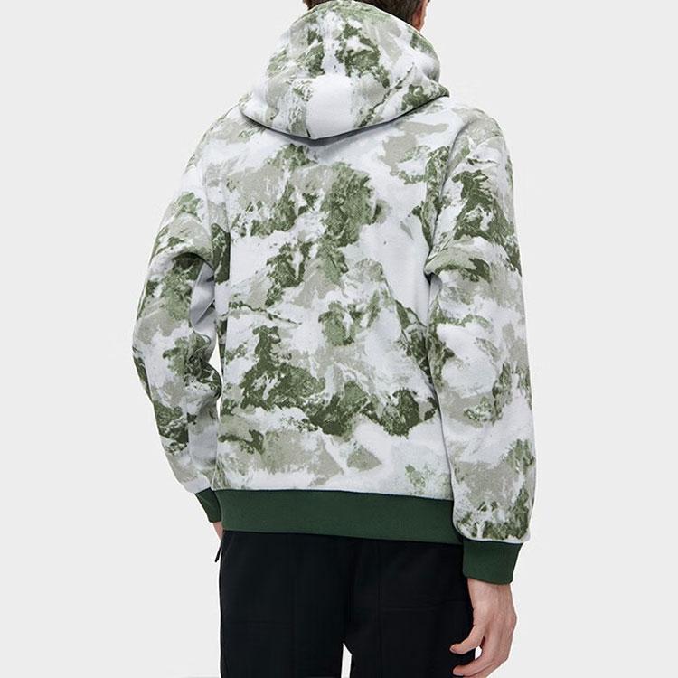 Fila Fusion Full Print Letter Hooded Pullover Fleece Sweatshirt Men sweatshirt Dark-Green T11M341207F-GN