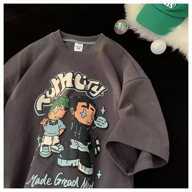 

Новая повседневная футболка с коротким рукавом для мужчин 2025, Трендовый бренд, Европейский и американский хип-хоп стиль, Базовая футболка с круглым вырезом, Летний топ 3XL темно-серого