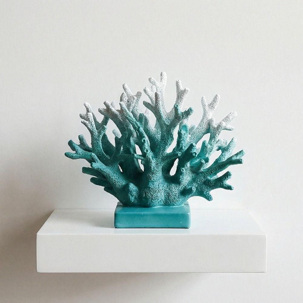 Resin Artificial Coral Statue Realistic Colorful Simulation Coral Ornament Gradient Non-slip Faux Coral Decoration