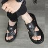 Sandals men's 2025 summer new leather casual beach shoes outdoor men's sandals fashion cowhide men's shoes slippers