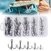50Pcs/Box Barbed Treble Fishing Hook Iron Three Claw Fishhook Triple Fishing Hook  Fishing Tool