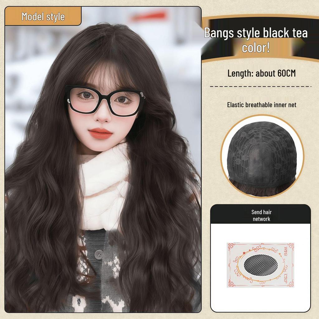 Women's Youthful Egg Curl Long Curly Wig - Natural, Fluffy, Medium Length