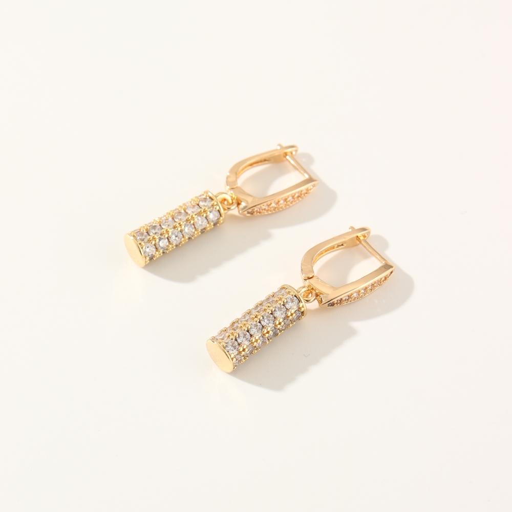 Cylindrical Pendant Jewelry Sets for Women Fashion Micro-set Zirconia Dangle Earrings Pendant Necklace Wedding Party Accessories