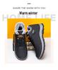 Men's Waterproof Leather Walking Shoes - Velvet Lined, Non-Slip, Warm Winter Casuals for Middle-Aged and Elderly.