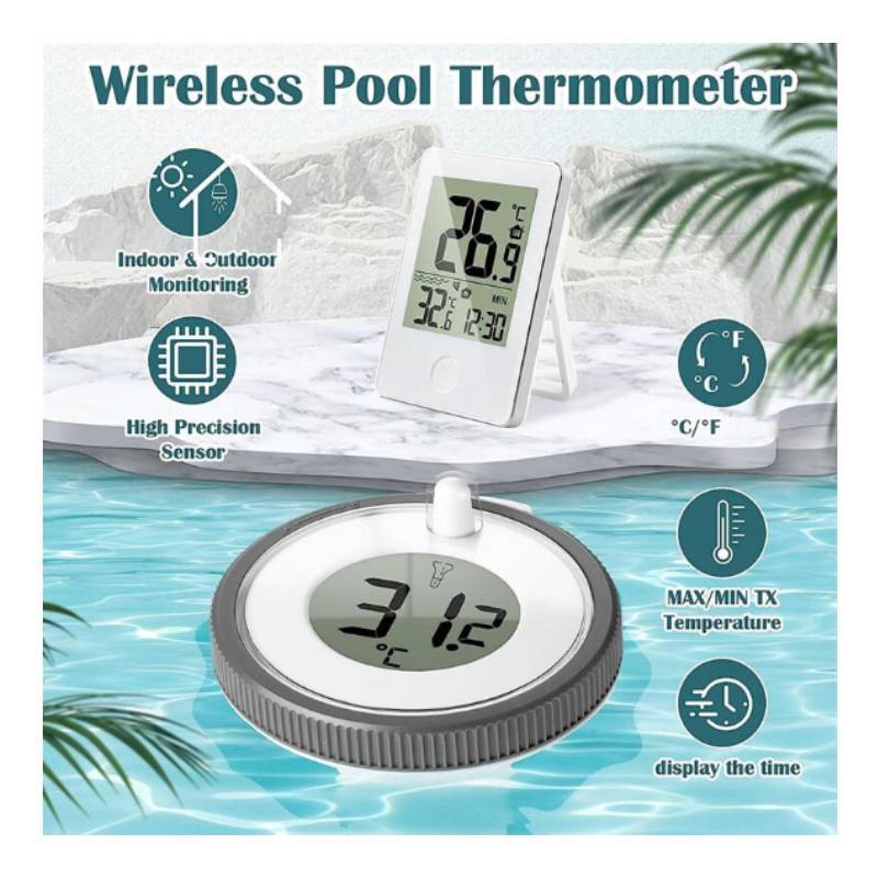 Water Pool Thermometer Wireless Floating Fish Tank Water Temperature Gauge For Summer Swimming Pools