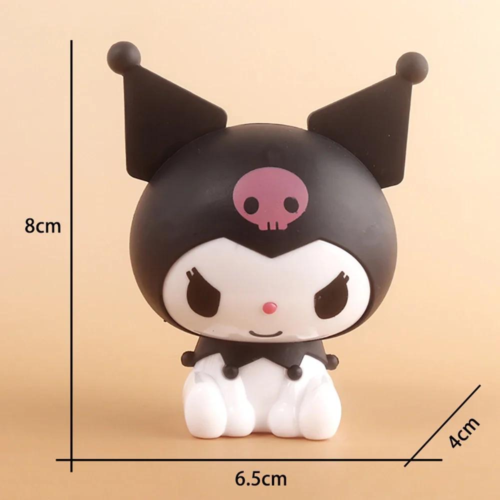 Hello Kitty Kuromi Melody Cinnamoroll Action Figure Toys Dolls Model Ornament Desktop Sanrio Kids Birthday Gifts Cake Decoration