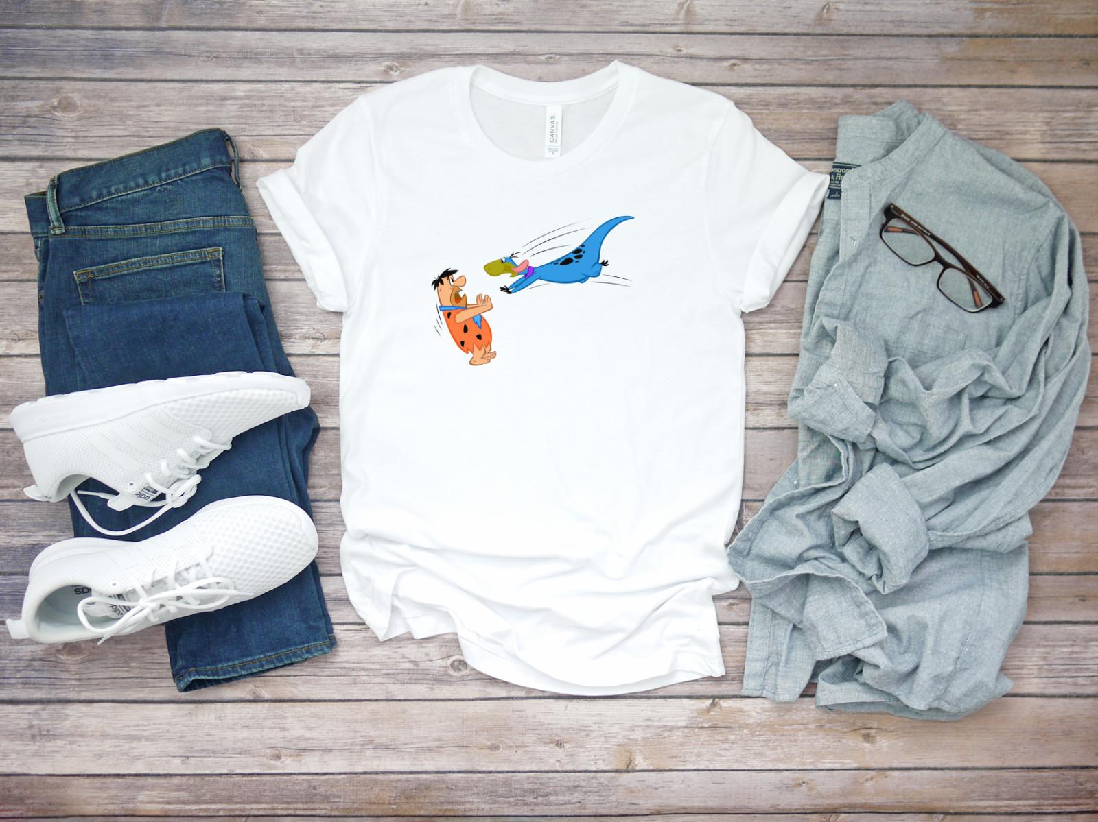 Fred Flintstone Dino Short Sleeve White Men T-shirt K589 M