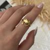 Stainless Steel Ocean Theme Open Ring Set for Women Unique Design Shell Starfish Conch Crab Stackable Finger Ring  Beach Jewelry