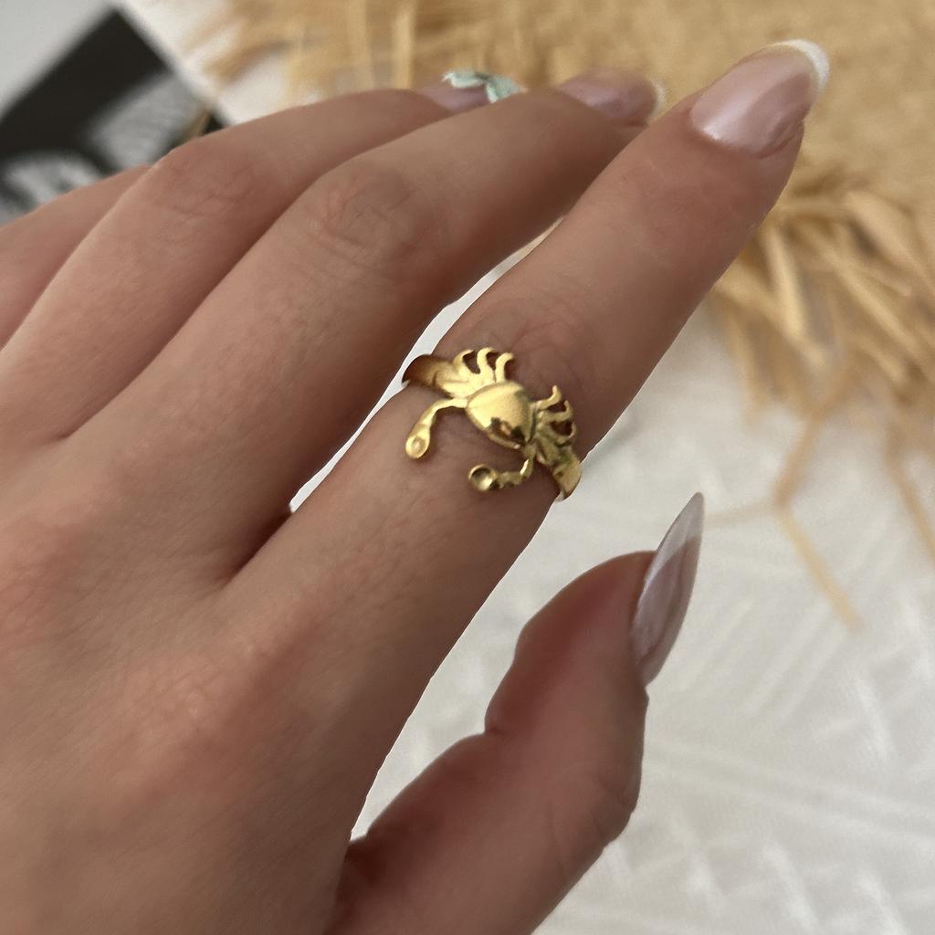 Stainless Steel Ocean Theme Open Ring Set for Women Unique Design Shell Starfish Conch Crab Stackable Finger Ring  Beach Jewelry