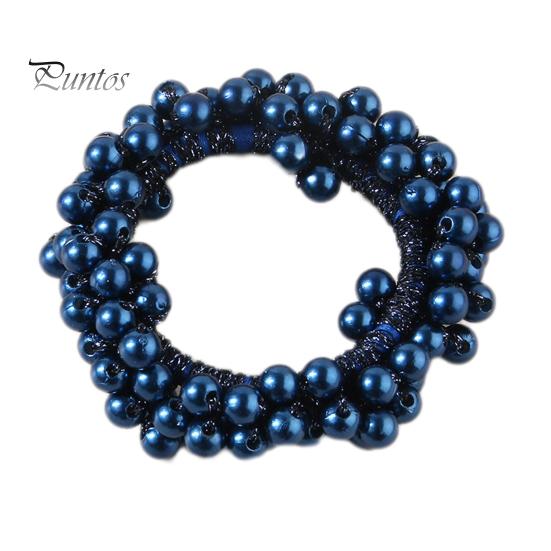 

Цветная искусственная жемчужина для волос, высокая эластичная резинка для волос, женская высокая резинка для волос, держатель для хвоста, аксессуар для волос темно-синий