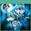 Painting Diamond "four 5d Diy Moon Wolves" Embroidery Cross Stitch Rhinestone Mosaic Painting