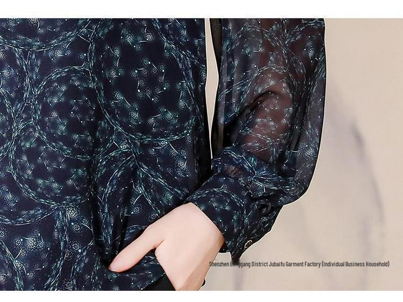 Lux Silk Print Women's Plus Size Chiffon Blouse