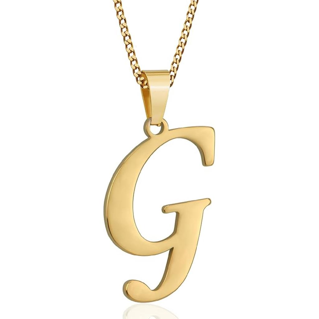 Suweibuke Initial Necklace for Men Women Boys Girls, 18K Gold Plated 26 Letters Pendant Necklace, Personalized Jewelry Gifts