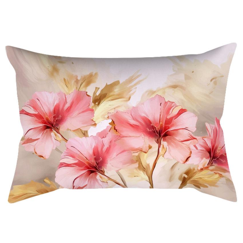 Chinese Retro Watercolor Golden Floral Print Pillowcase Home Sofa Cushion Pillowcase