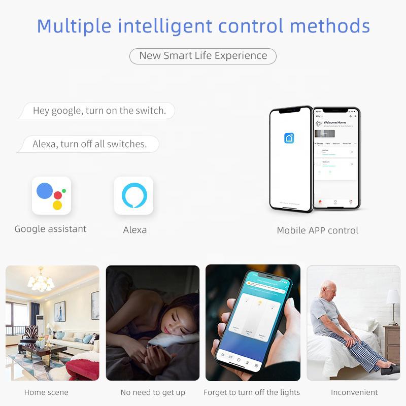 Factory Tuya Intelligent Wall Switch US Standard WiFi 1-4 Gang PC Push Button Lighting Switch APP Timed Control