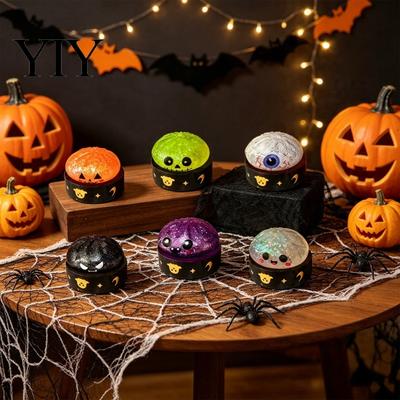 Sensory Toy for Adults Halloween Ghost Bun Stress Ball, Glitter Slow Rising TPR Fidget Desk Decorations with Steamer, Cute Spooky Squeeze Anxiety