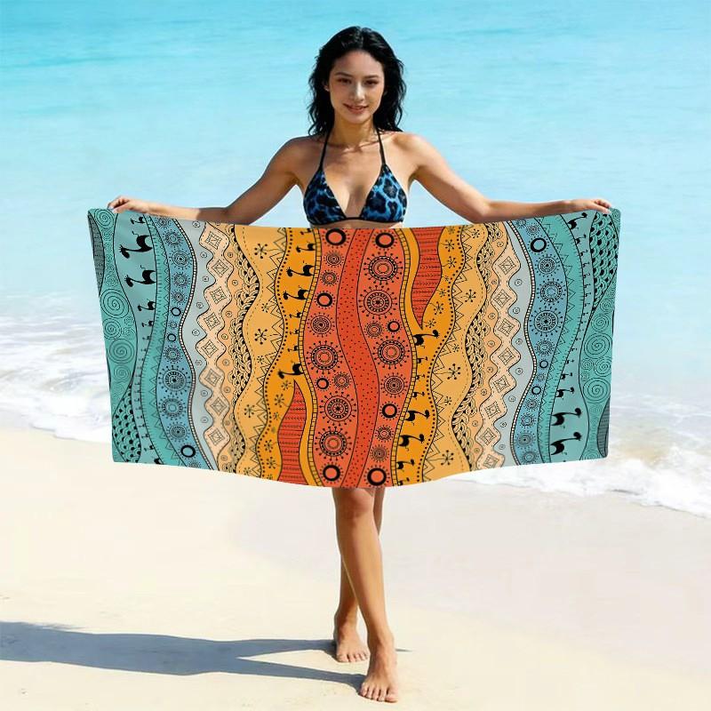 Ultrafine Microfiber Beach Towel Thick Quick Dry Bath Absorbent Swim Custom Print Design Adults Kids Pool Travel