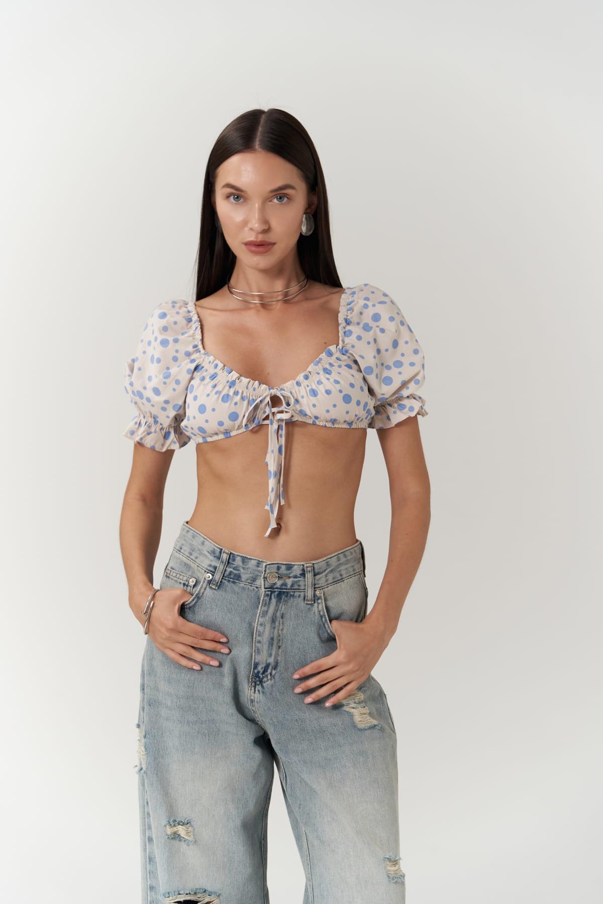 

Lisa Mavi Puantiyeli Crop L синій