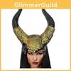 Nuova Maschera in Lattice con Corna Dorate di Malefica 2024 Per Halloween, Cosplay e Carnevale