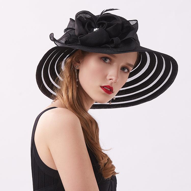 Fashion Top Hat Women'S Lace Flower Shade Mesh Hat Summer Folding Beach Hat Outdoor Sun Hat