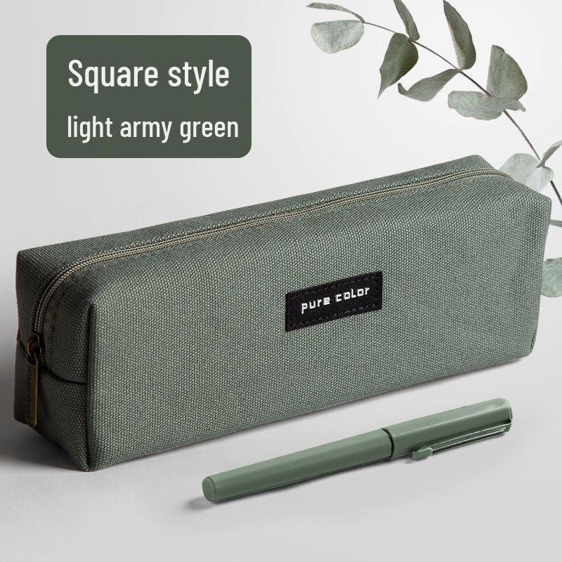 Large Cartoon Canvas Zipper Pencil Case - Customizable Logo, High-Capacity Student Stationery Bag