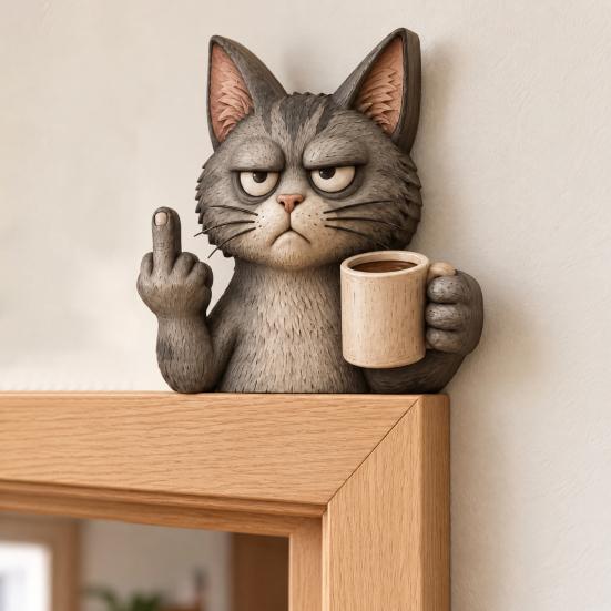 Farmhouse Door Topper Decor Middle Finger Animal Corner Sign, Funny Wooden Winter Seasonal Frame Decoration, Wall Hanging Ornament for Festive Doorway