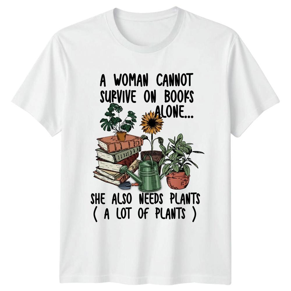 Unisex Cannot Survive On Books Plants TShirt Gardening Hobby Tee S