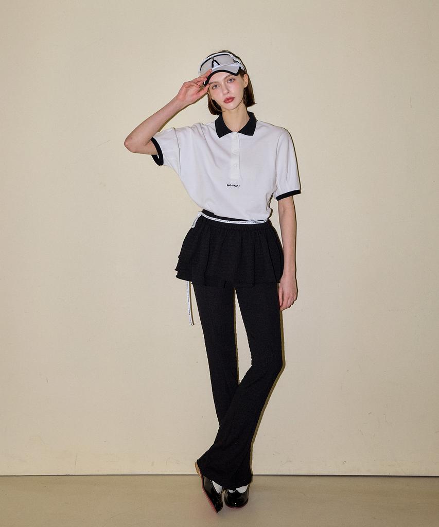 Candini Black Seersucker Wrap Skirt