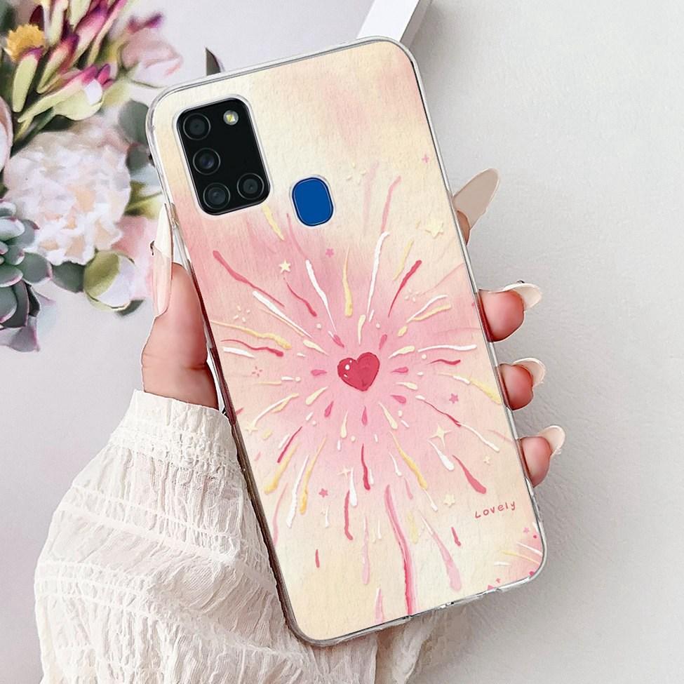 For Samsung A21s Case Cover Clear Fashion Luxury Cute Painted Back Cover For Samsung Galaxy A21s Phone Case A217F A217M A217N