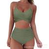 High Waist Leopard Cross Design Sexy Two Piece Bikini Swimsuit Trendy For Beach Holiday