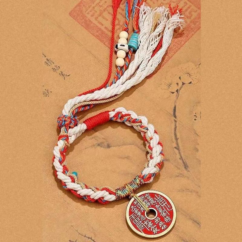 Unique Ethnic Style Bracelet with Coin Eye Catching Ethnic Style Coin Bracelet Beautiful Handwoven Hand String Jewelry