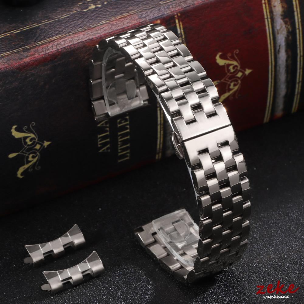 Curved End Watch Strap 18mm 20mm 22mm Solid Stainless Steel Watch Bracelet for Tissot Butterfly Clasp Men Women Universal Straps