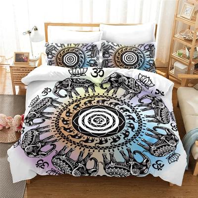 Ensemble de Literie Chambre Éléphant Indien Housse De Couette Mandala Boho Textile Maison Housse De Couette avec Taies d'Oreiller Ensembles de Lit Housses