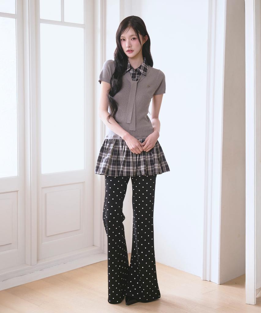 The Green Lab Girlish Check Layered Dress [Melange Gray]