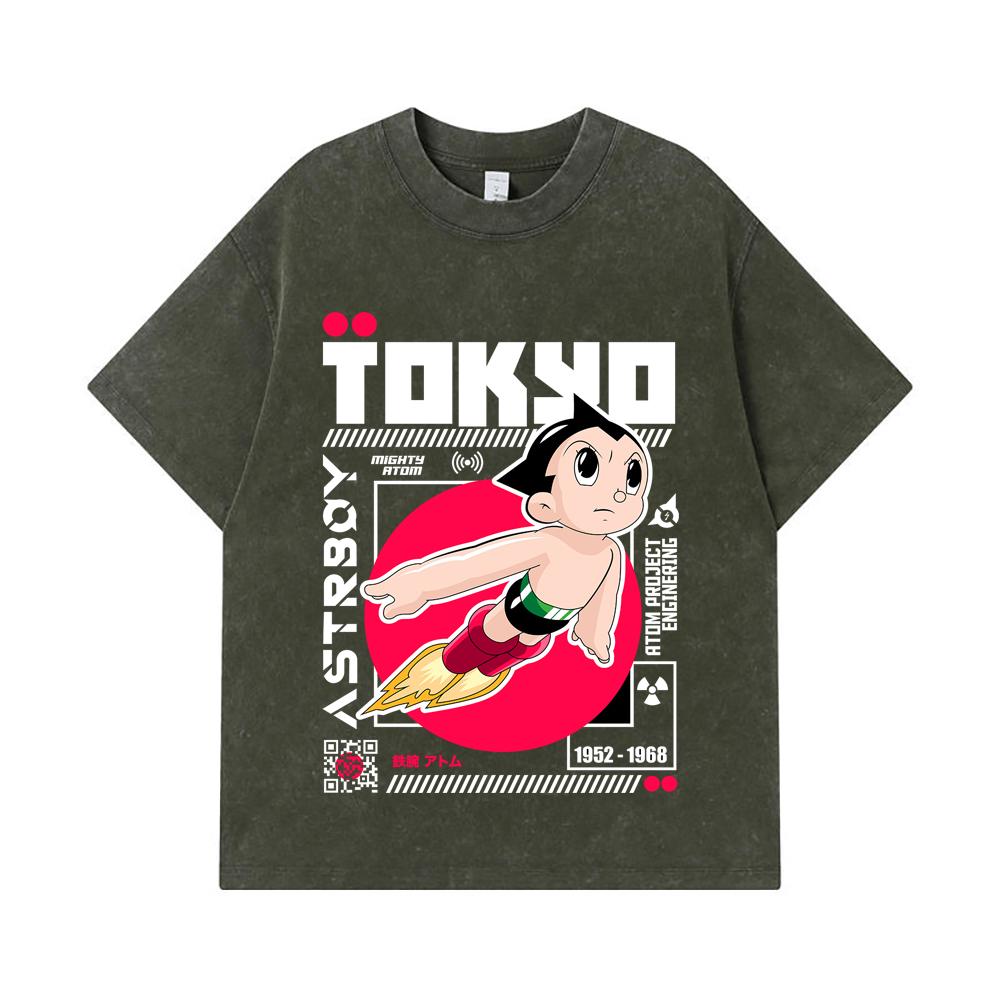275 GSM Washed T-shirts 100% Cotton Astro Boy V2 Print Unisex Heavy Cotton T Shirt S