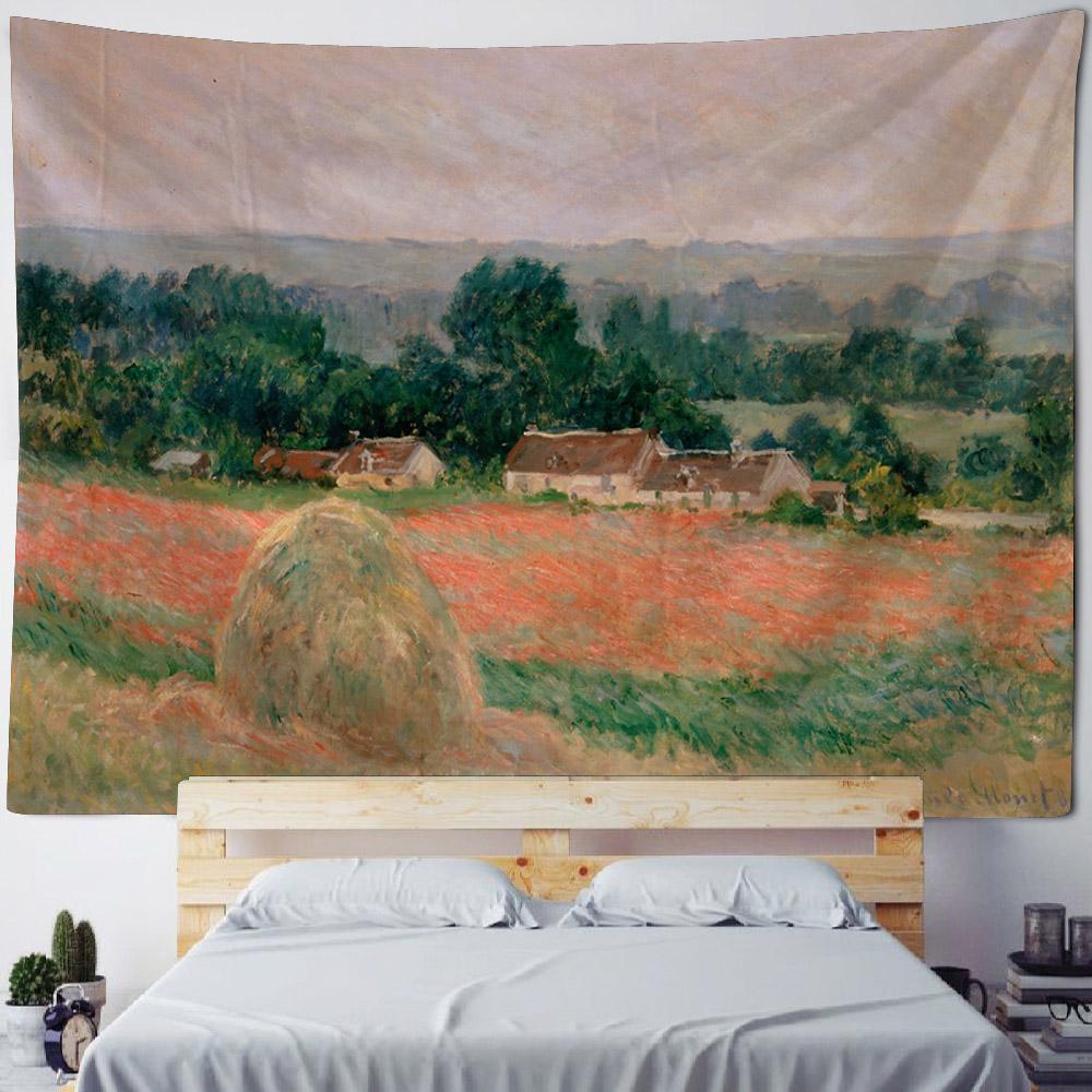 Vintage Tapestry, Art Poster, Lotus Wall Hanging, Van Gogh Oil Painting, Aesthetic Tapestry, Living Room And Bedroom Decoration