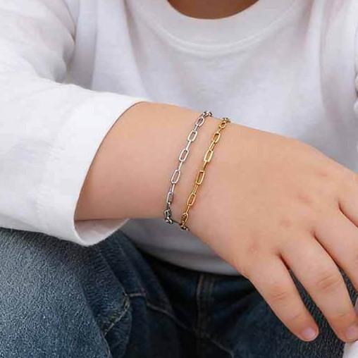 Stainless Steel Flat Cross Chain Bracelet Children'S Br-1515