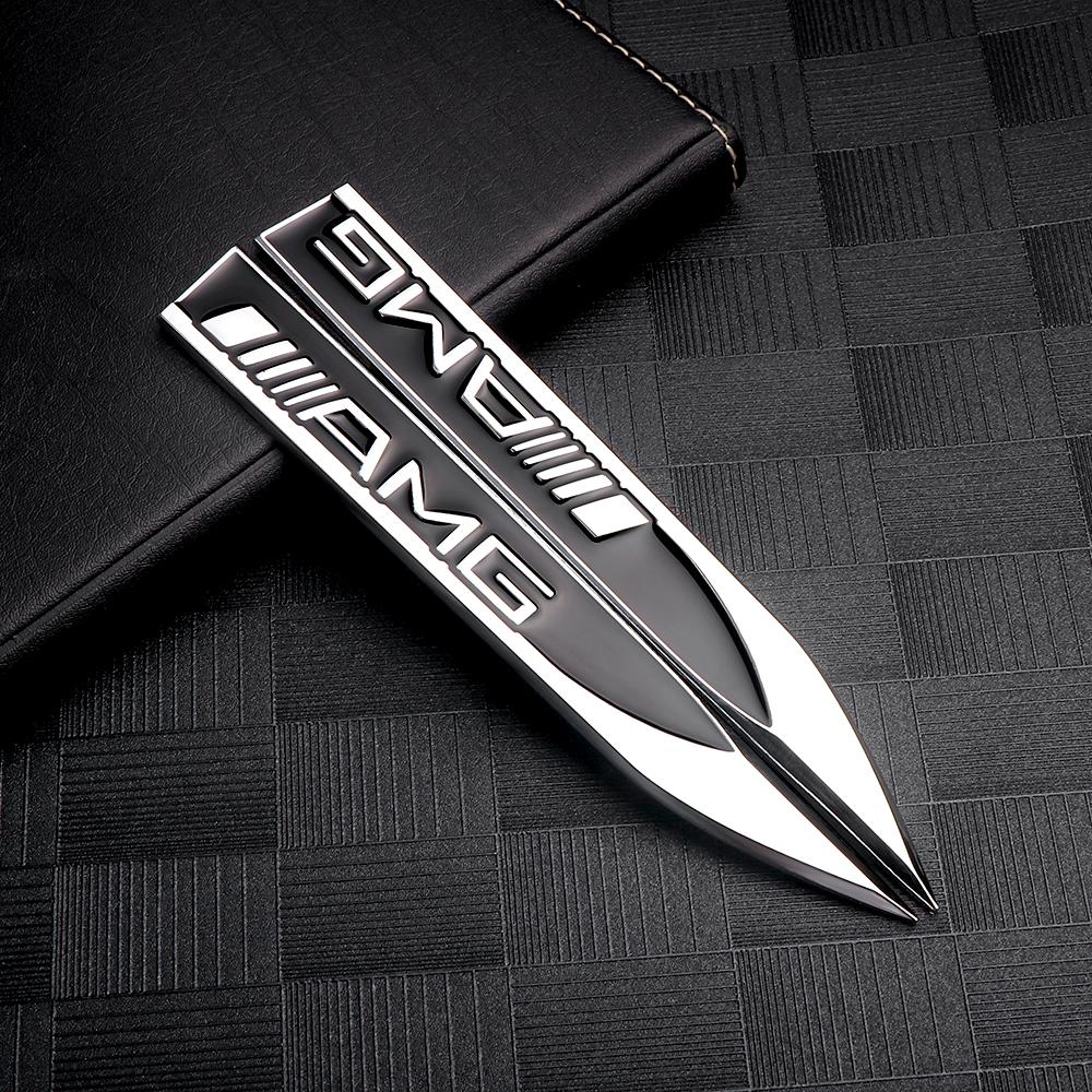 GLC GLB 2 Stück Metallaufkleber AMG Kotflügel Seitenemblem für Mercedes-Benz W204 W213 W176 Cla Smart 451 Kotflügel Stoßstangenleiste Auto Zubehör