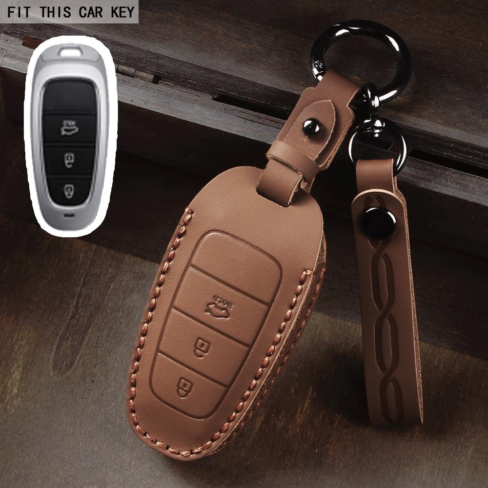 Schlüssel Lederetui Schlüsselanhänger für Hyundai Santa Fe Tucson 2022 NEXO NX4 Atos Solaris Prime 2021 Autoschlüsselabdeckung Schale