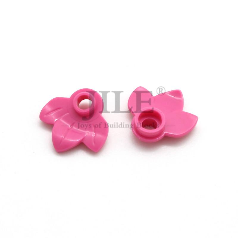 50pcs Moc Plant Plate Round 1x1 with 3 Leaves 32607 DIY Enlighten Building Blocks Bricks Compatible Assembles Parts Street View