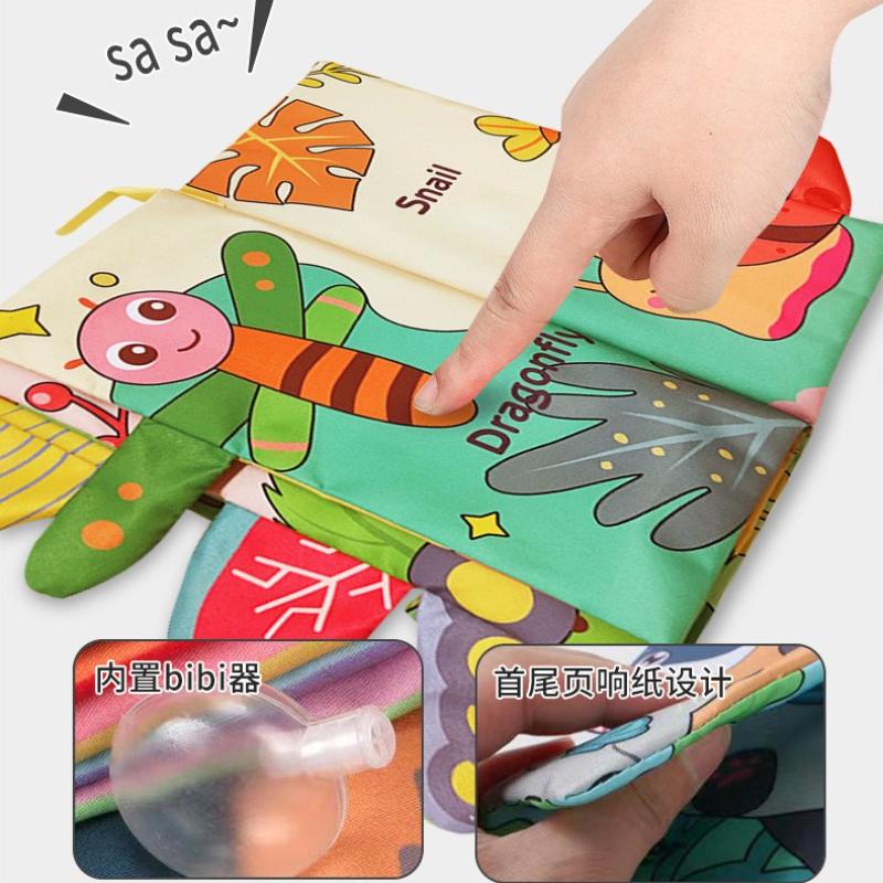 Non-Toxic 8 Page Tail Cloth Book Touch And Feel Infant Soft Books Cartoon Animal Development Interactive Early Education Toy For Baby Gift