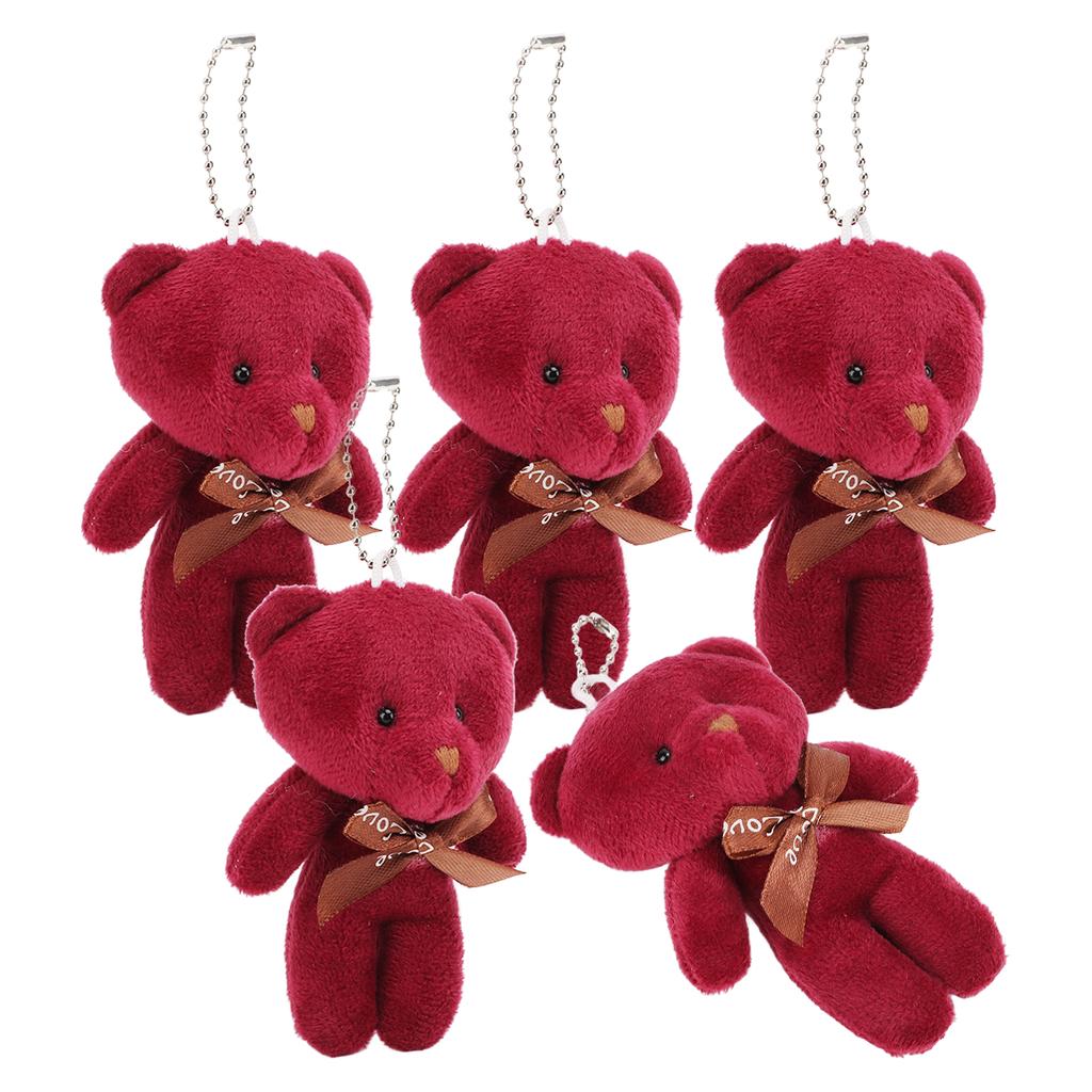 5pcs 12cm Bear Doll Pendant Soft Touch Cute Bear Plush Doll Key Chains for Bags Decoration