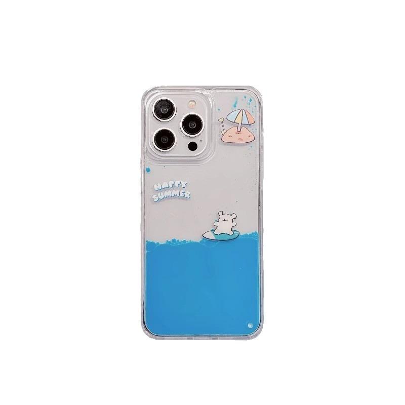 Summer Surfing Puppy Suitable for Apple 16proMax Mobile Phone Case Quicksand IPhone 15 Fall Protection Case