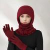 Women's Woolen Winter Hat with Integrated Scarf & Mask - Thick Knit for Warmth & Ear Protection