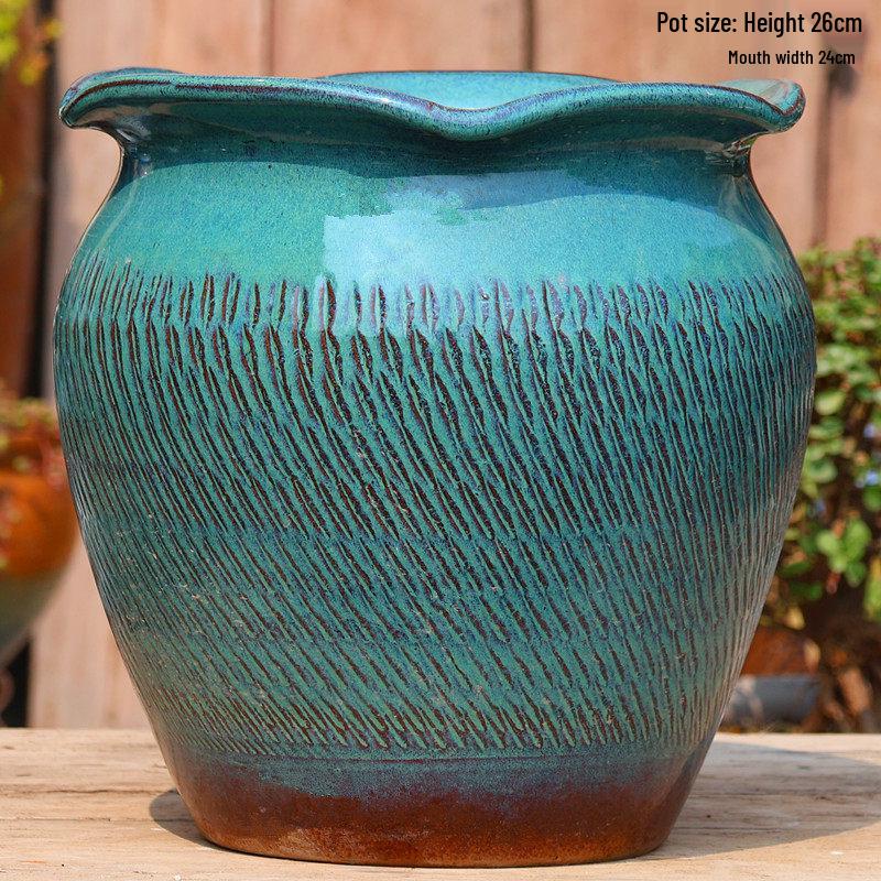 Retro Ceramic Wide Mouth Flower Pot - Tree Trunk Design for Succulents, Bougainvillea, Hydrangea, Roses  