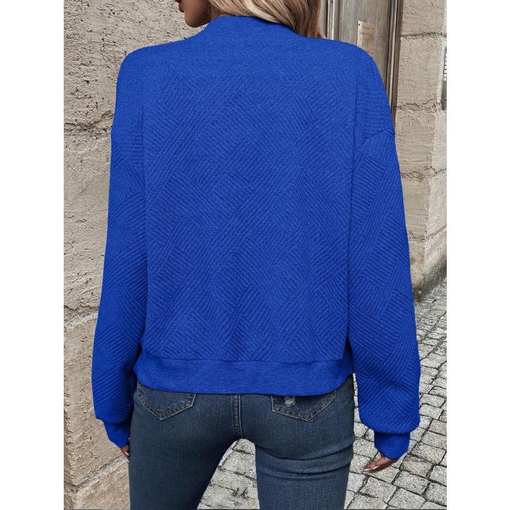 Spring and Autumn Women's New Fashion Checkered Zipper Round Neck Long Sleeve Coat for Women