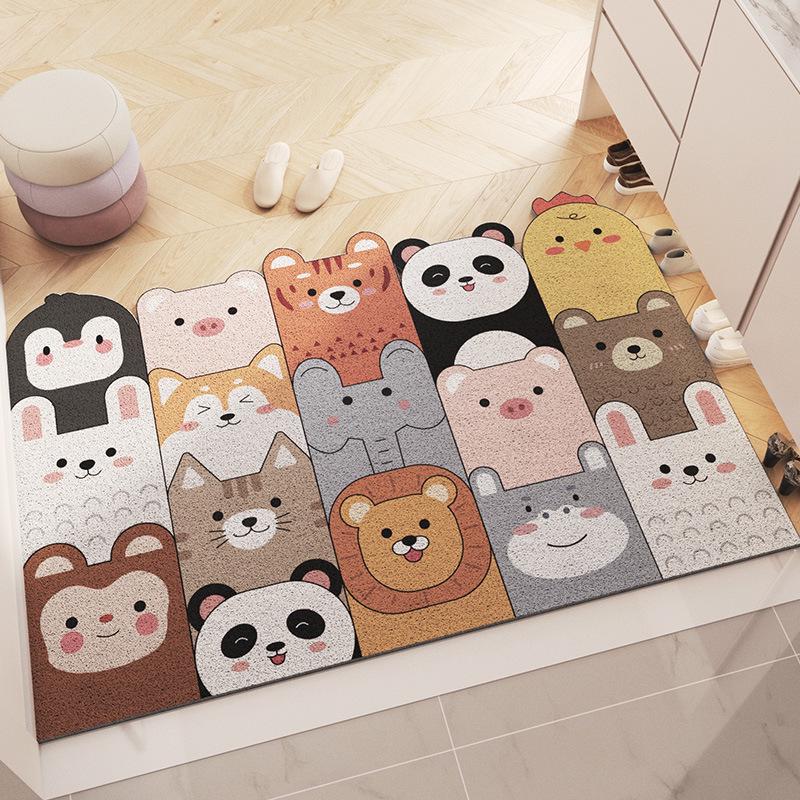 Adorable Cartoon Loop Pile Door Mat: Durable, Cuttable, and Dirt-Resistant Entryway Rug