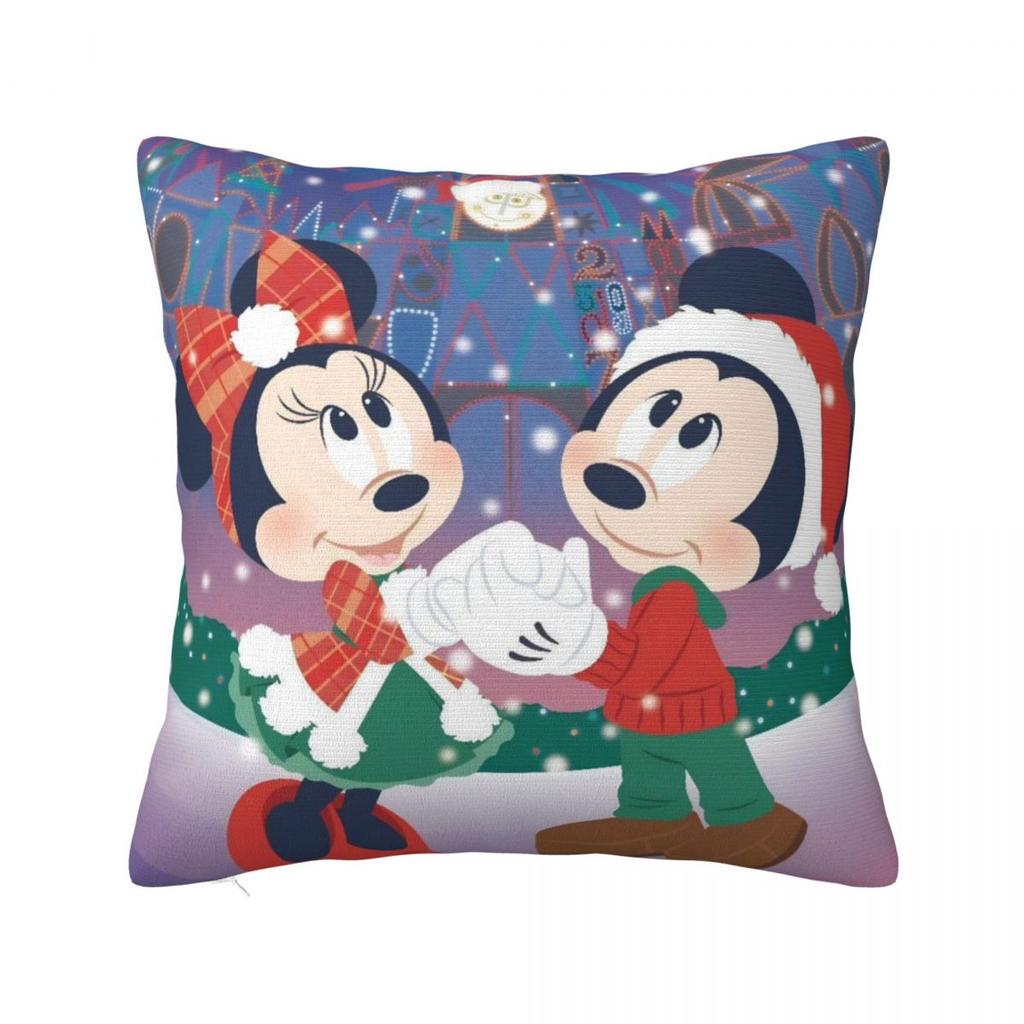 Mickey Merry Christmas Pillowcase Printing Polyester Cushion Cover Decor Minnie Throw Pillow Case Cover Home Wholesale 45X45cm