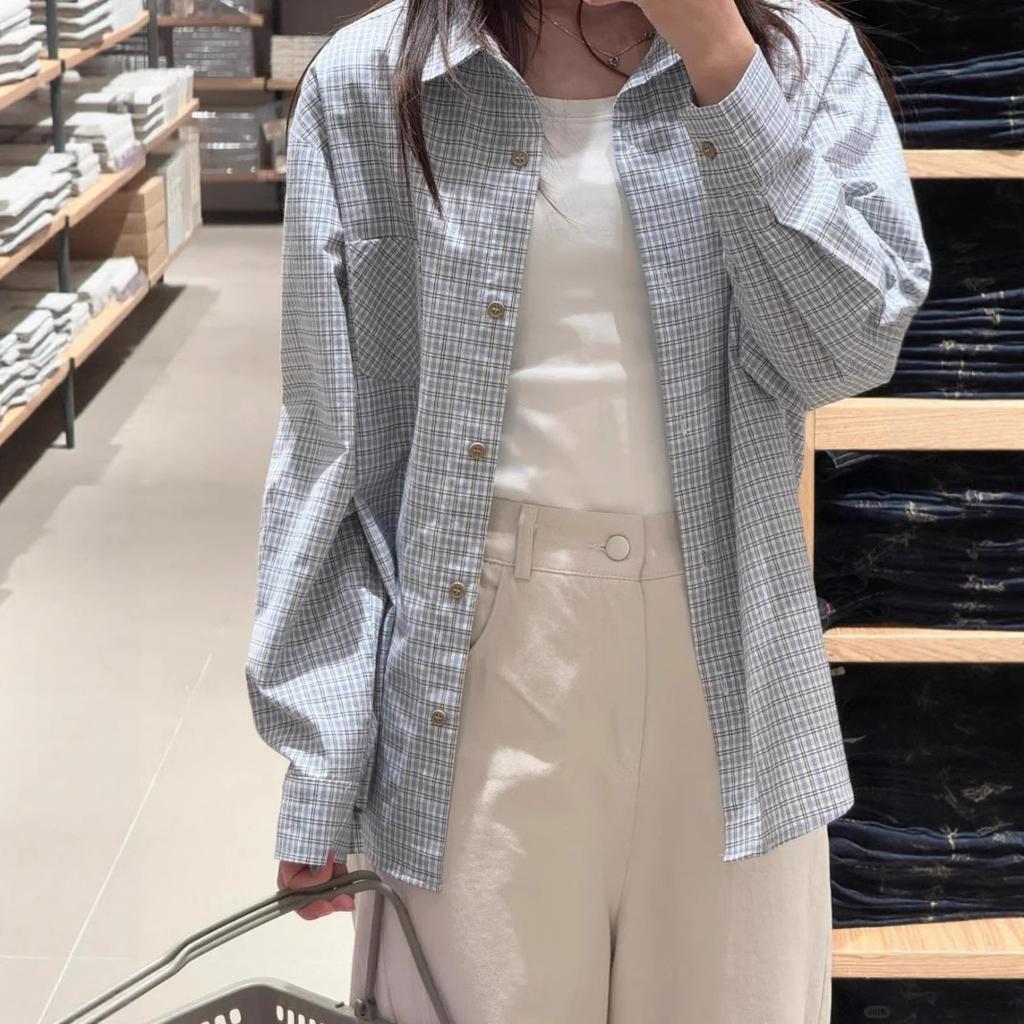 [11,000 collection] retro blue plaid shirt 1116 spring new shirt